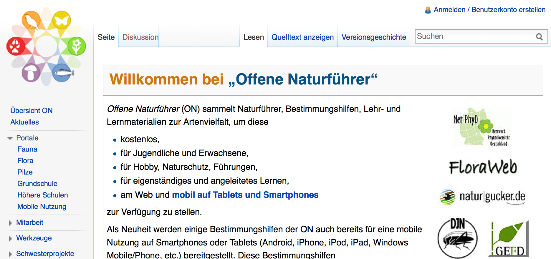 Screenshot von offene-naturfuehrer.de (nicht unter freier Lizenz)