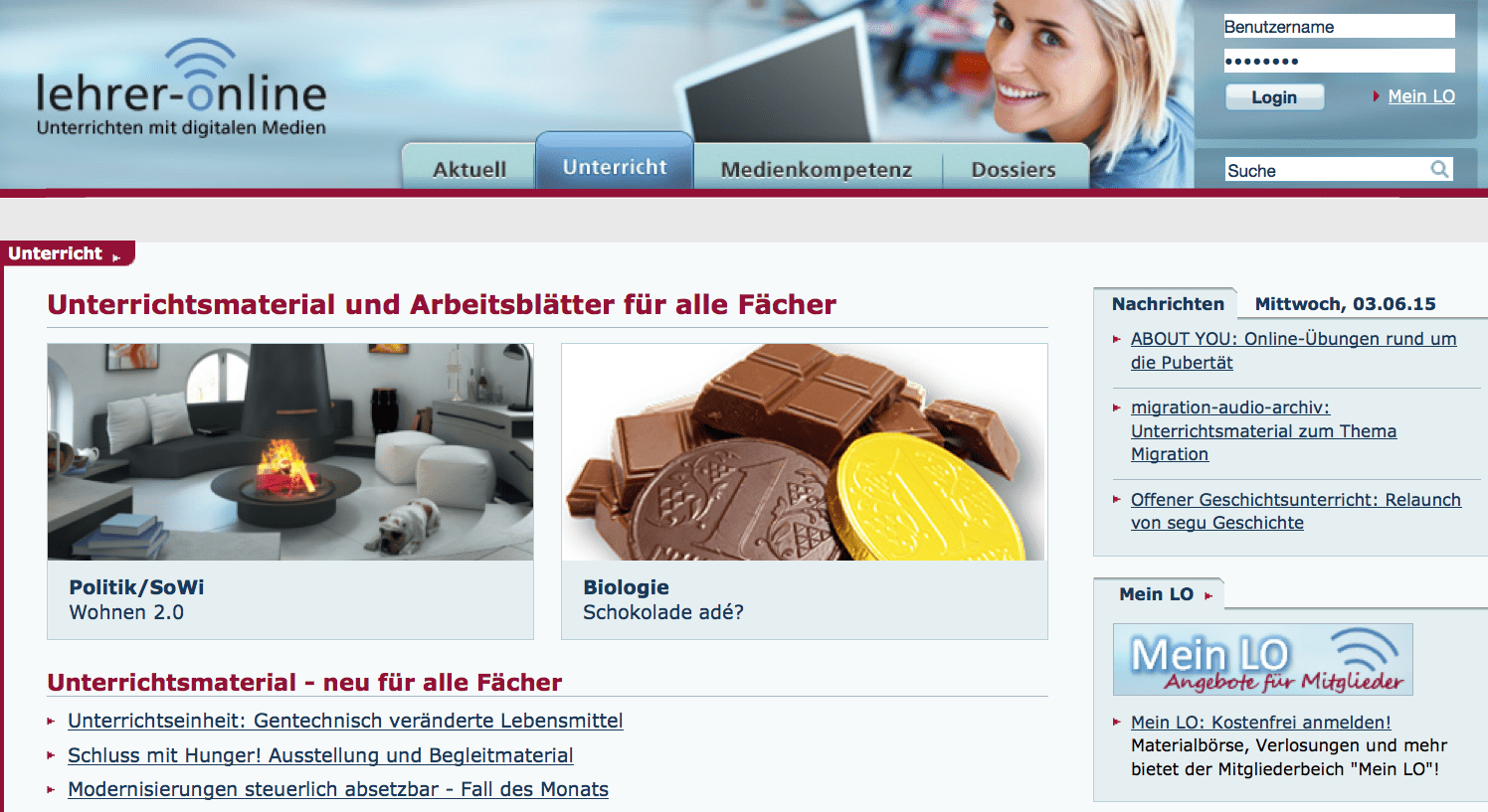 Screenshot von lehrer-online.de (nicht unter freier Lizenz)