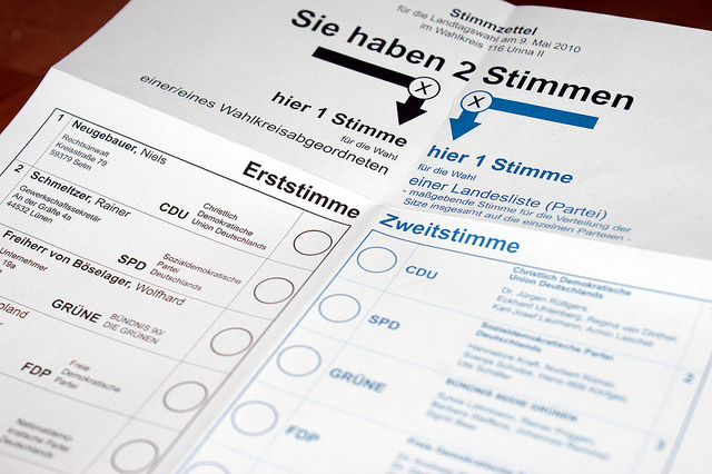 Stimmzettel zur Landtagswahl. Foto "Landtagswahl NRW 2010" von Awaya Legends unter CC BY-SA 2.0.