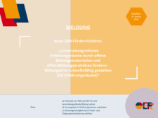 Orange-lilaner Hintergrund, in der Mitte Text zur OE-Erfahrungsräume