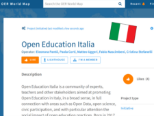 Screenshot des Eintrags von Open Education Italia auf der OER World Map, kleine Italienflagge