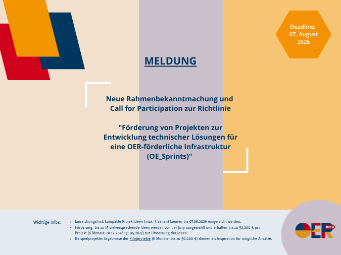 Hintergrund Orange, Lila und Pfirsischfarben, Dunkelblauer Text zur Meldung in der Mitte