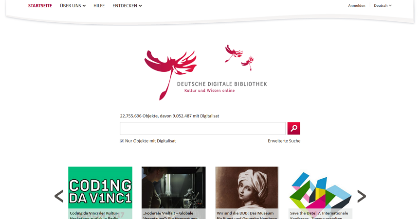 Deutsche Digitale Bibliothek, Screenshot