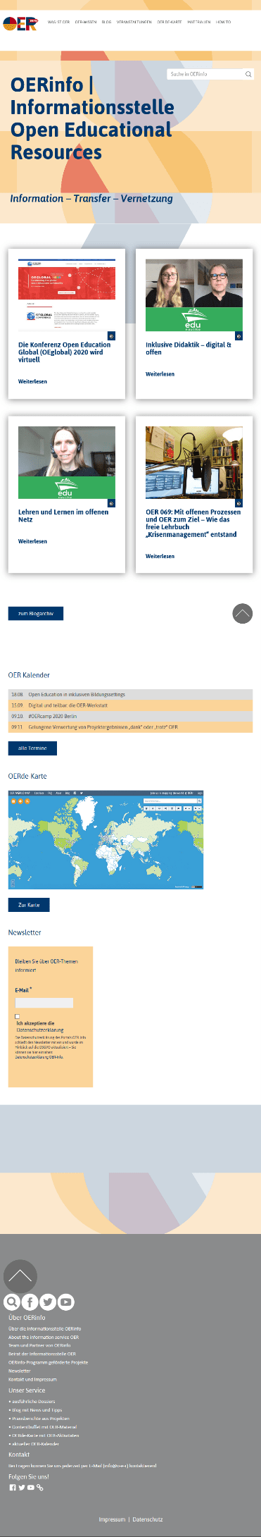 Screenshot Mobilseite OERinfo