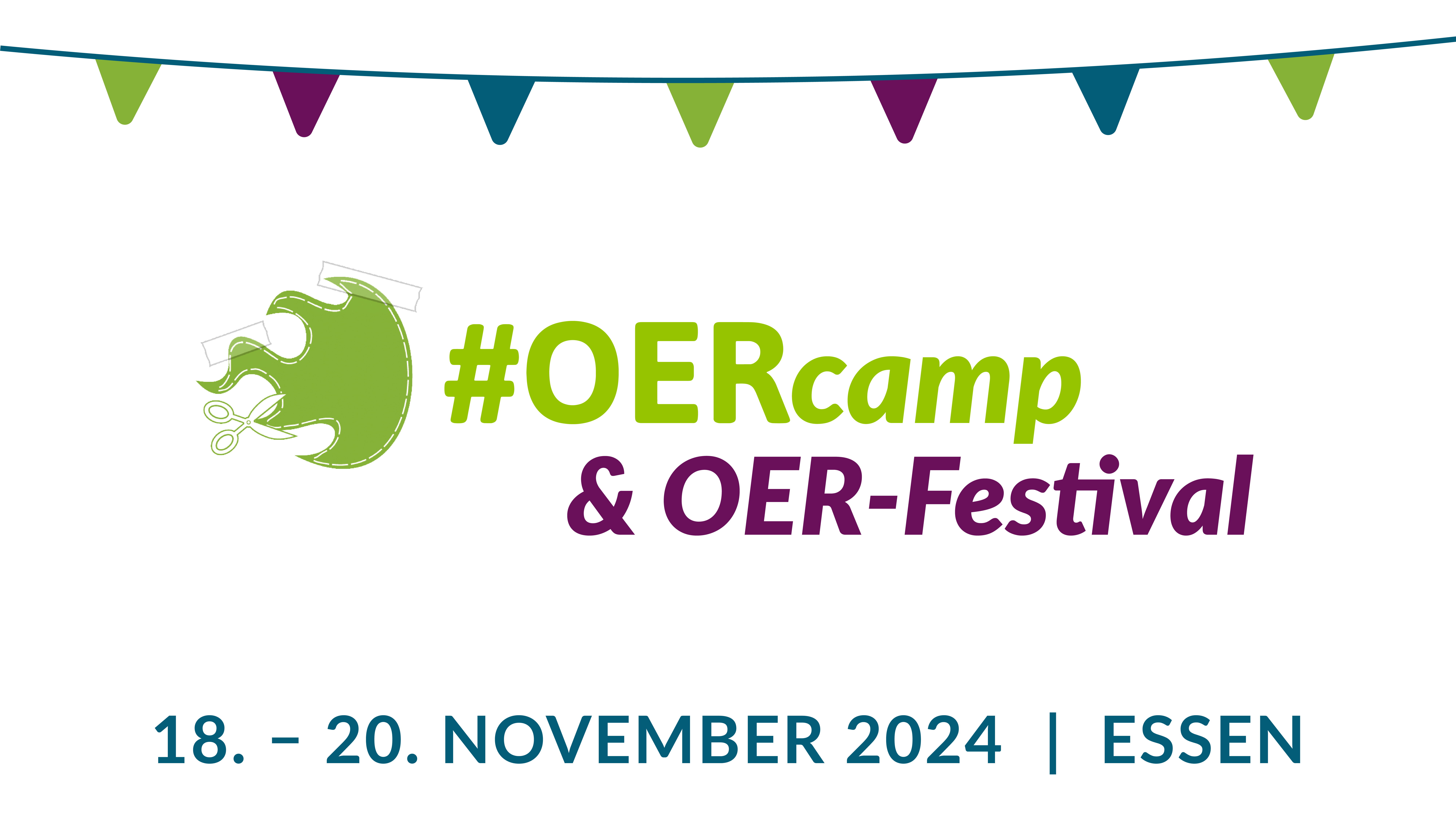 Logo zum #OERcamp 2024 & OER-Festival am 18. - 20. November 2024 in Essen