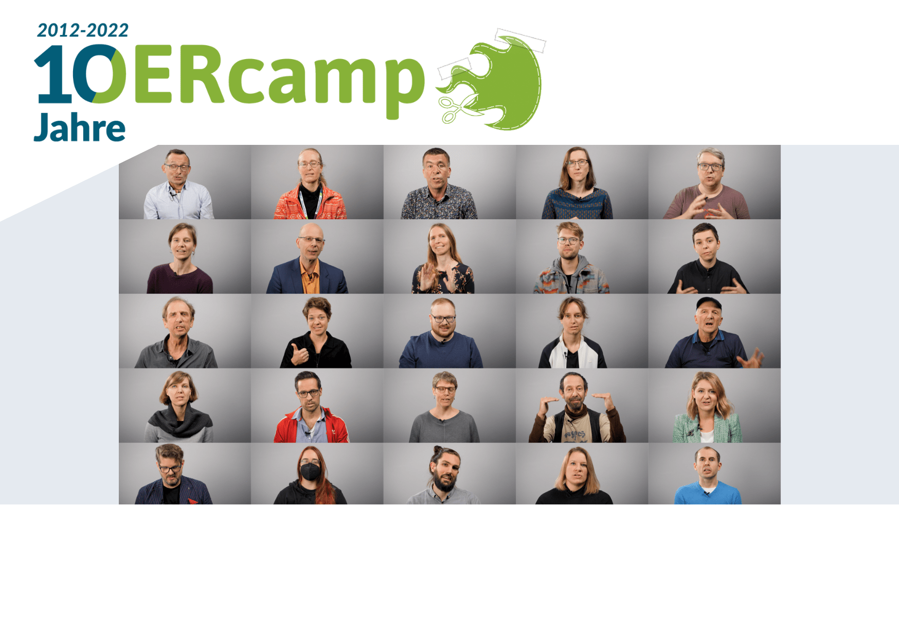 Thumpnail der Aufzeichnung vom OERcamp2022: Impressionen aus den Sessions (Porträts der Sessiongebenden als Mosaik)