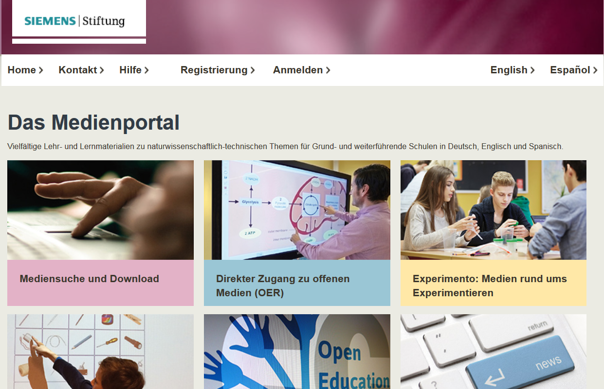 Screenshot Medienportal Siemens-Stiftung