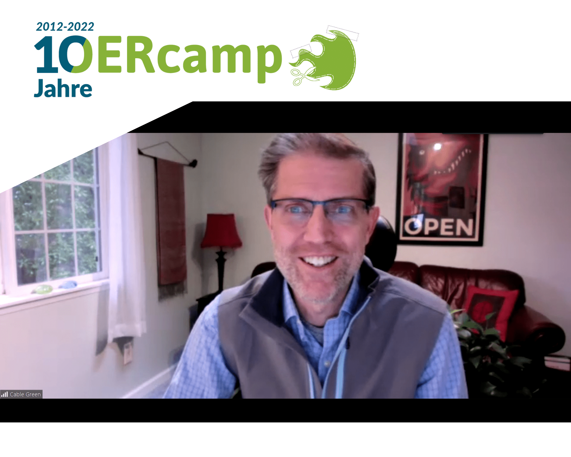 thumpnail der Aufzeichnung vom OERcamp2022: Cable Green zur Open Climate Campaign (Keynote)