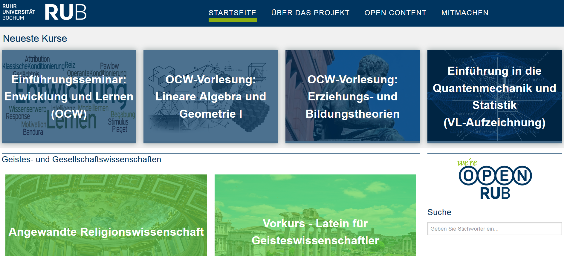 Screenshot OpenRUB Ruhr-Uni Bochum