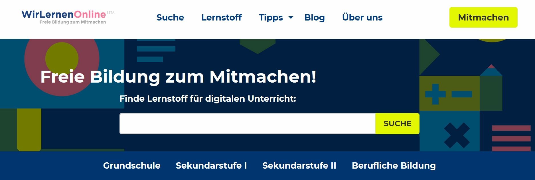 Screenshot von ww.wirlernenonline.de