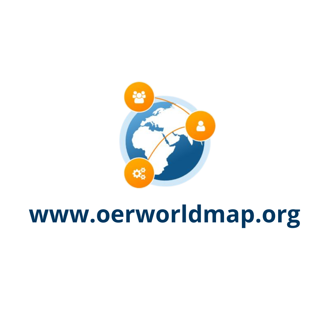 OER World Map Logo mit URL in dunkelblau